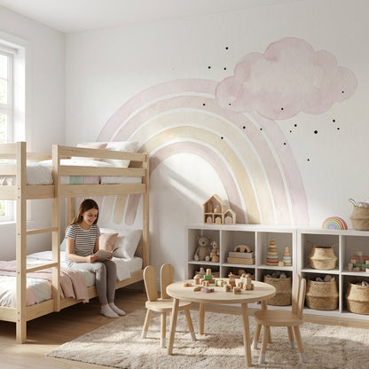 Watercolor Cloud Wallpaper Rainbow Minimalist Wall Mural