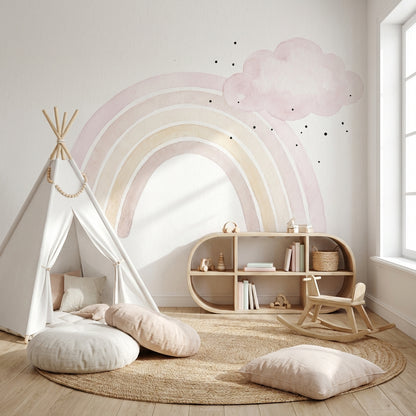 Watercolor Cloud Wallpaper Rainbow Minimalist Wall Mural