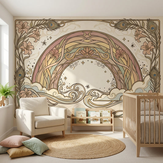 Rainbow Wallpaper Vintage Floral Removable Wall Decor