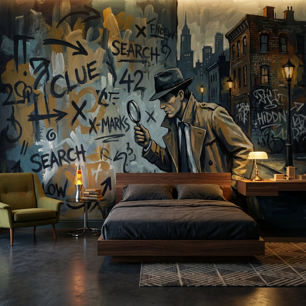 Detective Wallpaper Urban Mystery Wall Mural