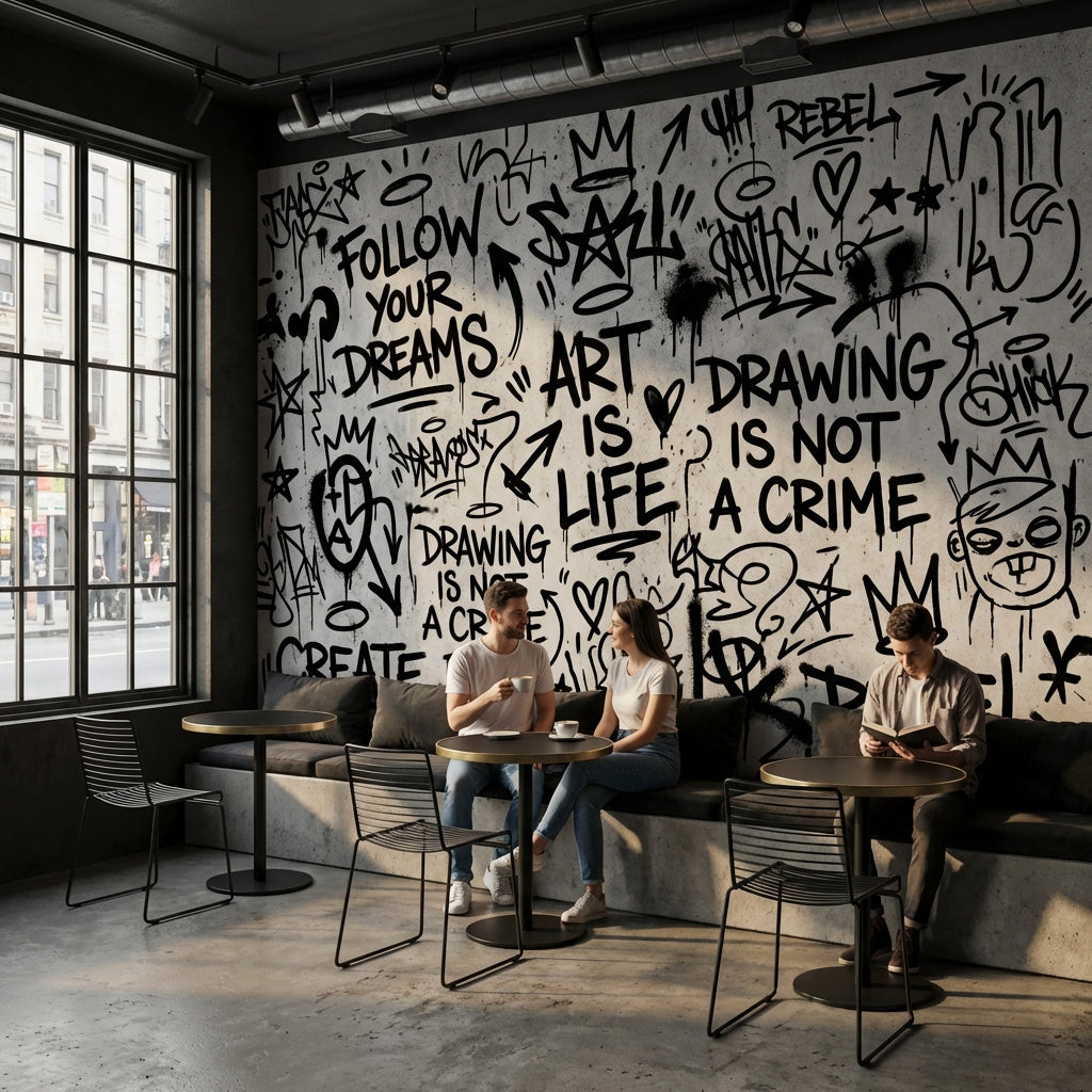 Graffiti Wallpaper Urban Rebellious Wall Mural