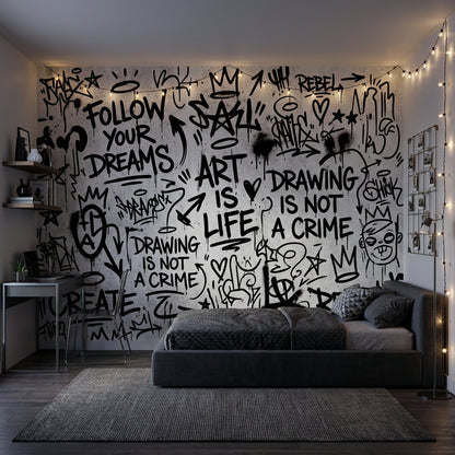 Graffiti Wallpaper Urban Rebellious Wall Mural