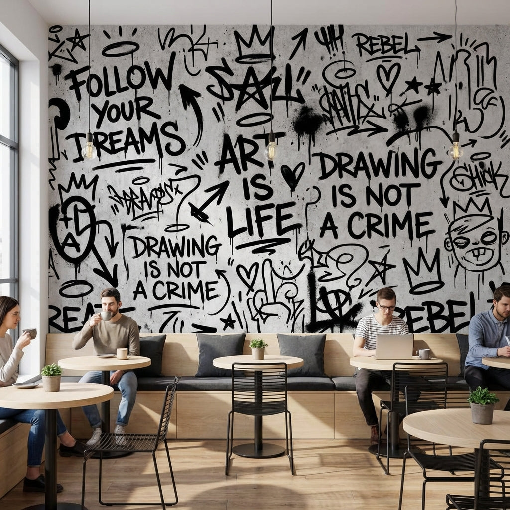 Graffiti Wallpaper Urban Rebellious Wall Mural