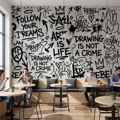 Graffiti Wallpaper Urban Rebellious Wall Mural
