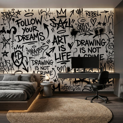 Graffiti Wallpaper Urban Rebellious Wall Mural