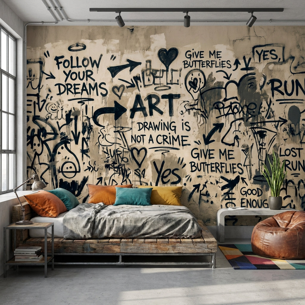 Graffiti Wallpaper Urban Abstract Removable Wall Decor