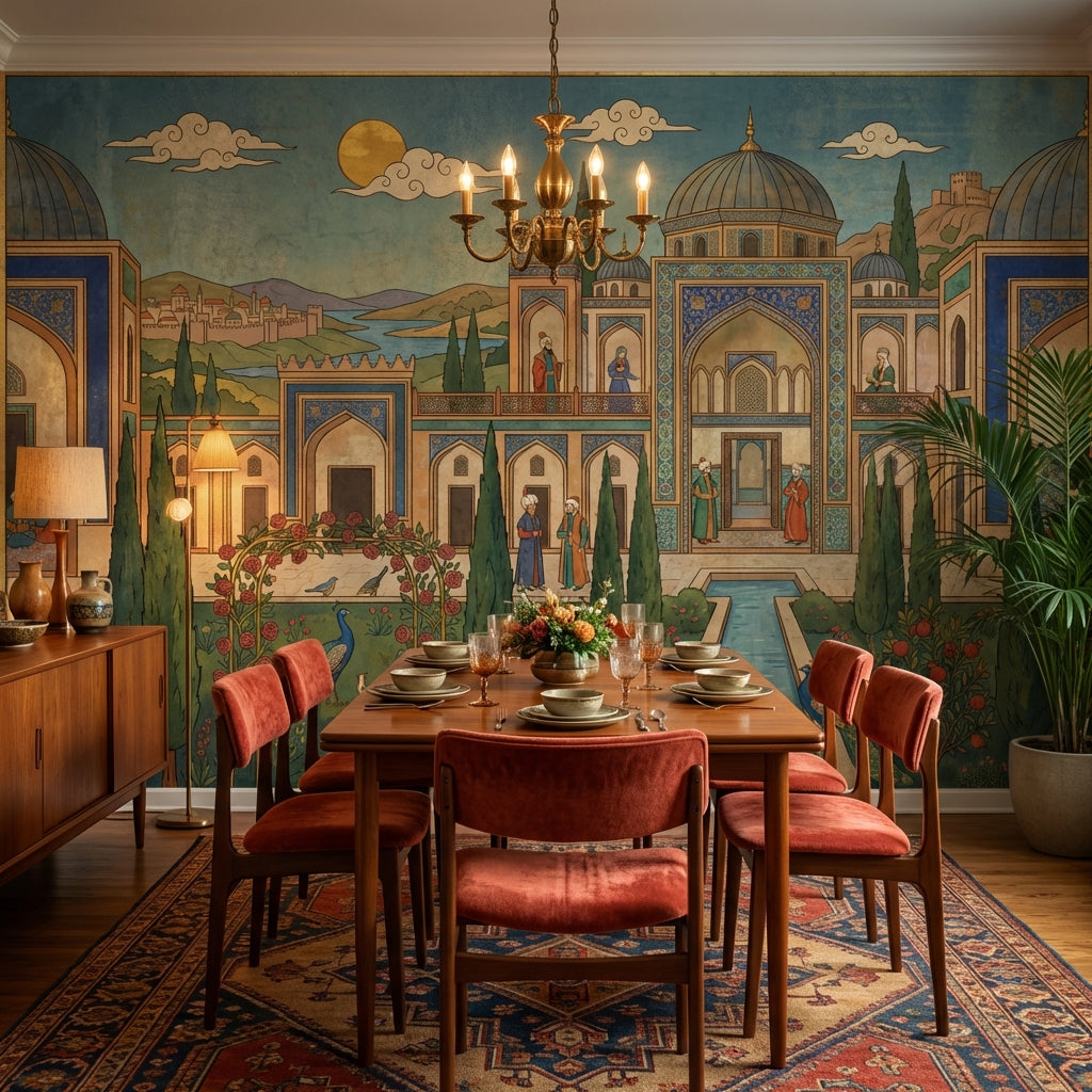 Persian Garden Wallpaper Architecture Peacocks Wall Mural