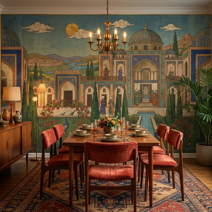 Persian Garden Wallpaper Architecture Peacocks Wall Mural