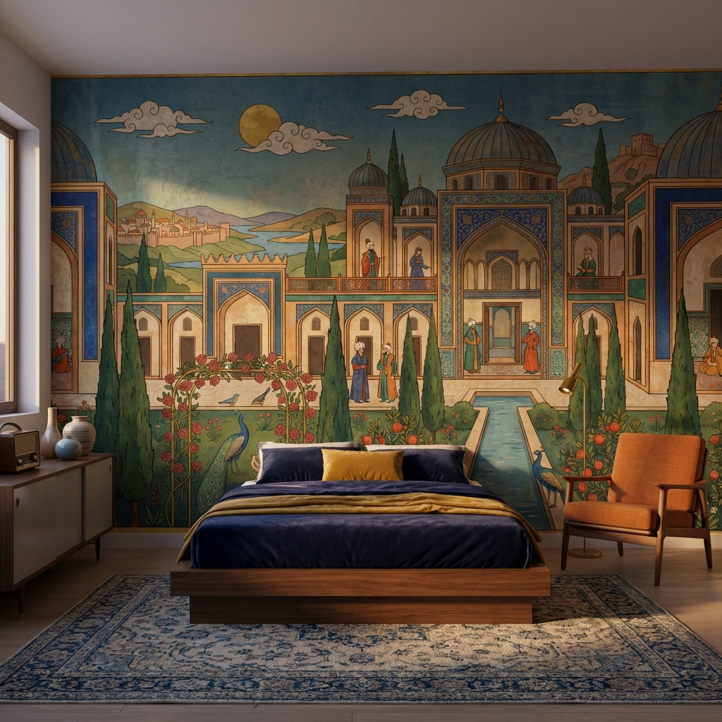 Persian Garden Wallpaper Architecture Peacocks Wall Mural