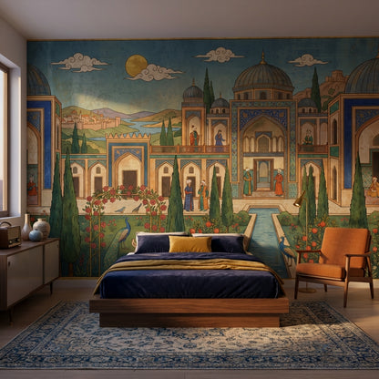 Persian Garden Wallpaper Architecture Peacocks Wall Mural
