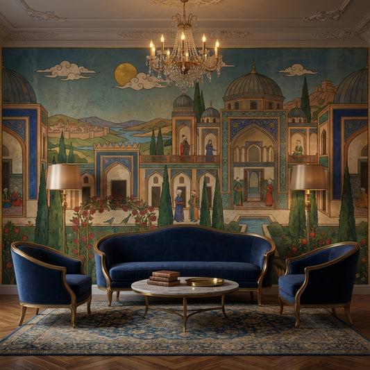 Persian Garden Wallpaper Architecture Peacocks Wall Mural