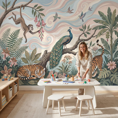 Jungle Wallpaper Animals Exotic Wall Mural