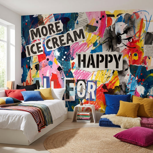 Eclectic Collage Wallpaper Vibrant Modern Wall Mural