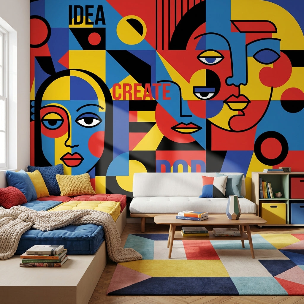 Geometric Wallpaper Abstract Pop Art Wall Mural