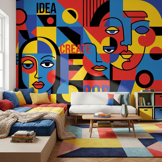 Geometric Wallpaper Abstract Pop Art Wall Mural