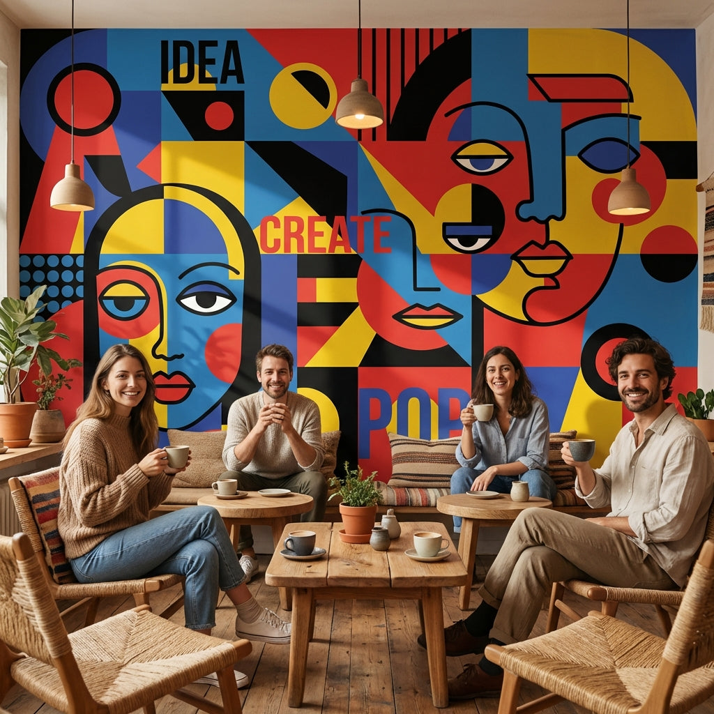 Geometric Wallpaper Abstract Pop Art Wall Mural