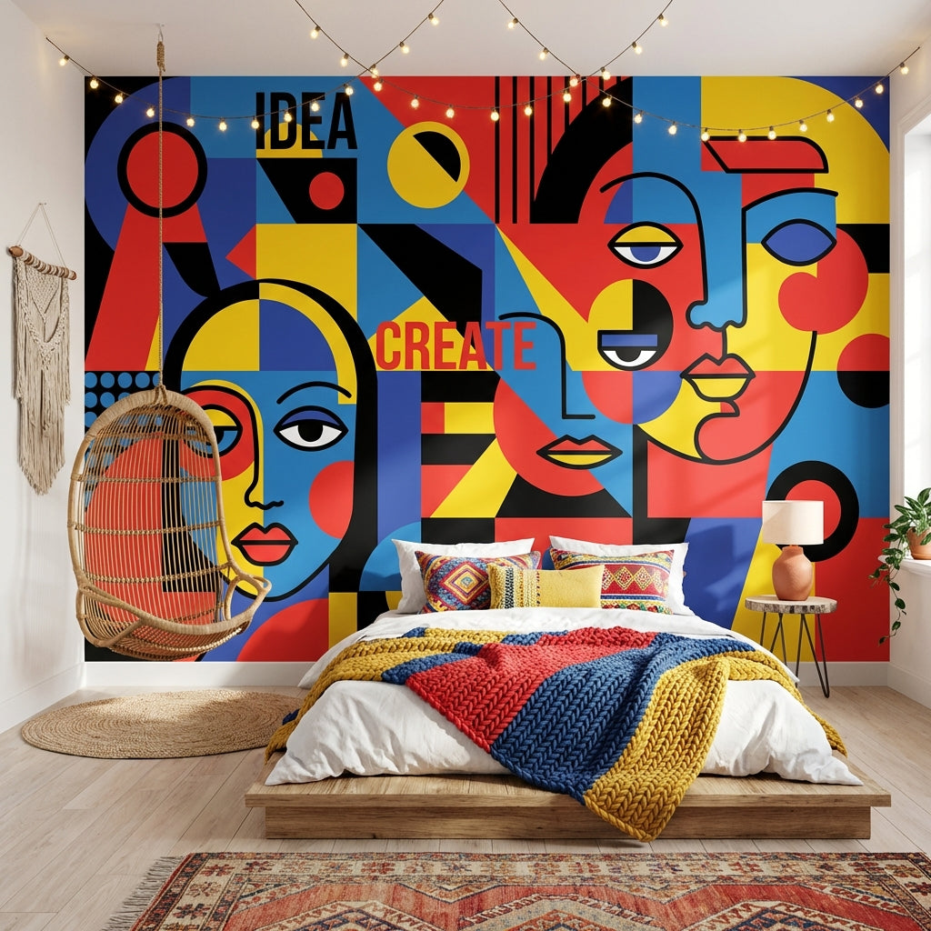 Geometric Wallpaper Abstract Pop Art Wall Mural