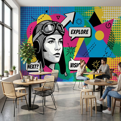 Pop Art Wallpaper Geometric Colorful Wall Decor