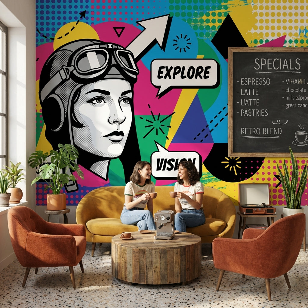 Pop Art Wallpaper Geometric Colorful Wall Decor