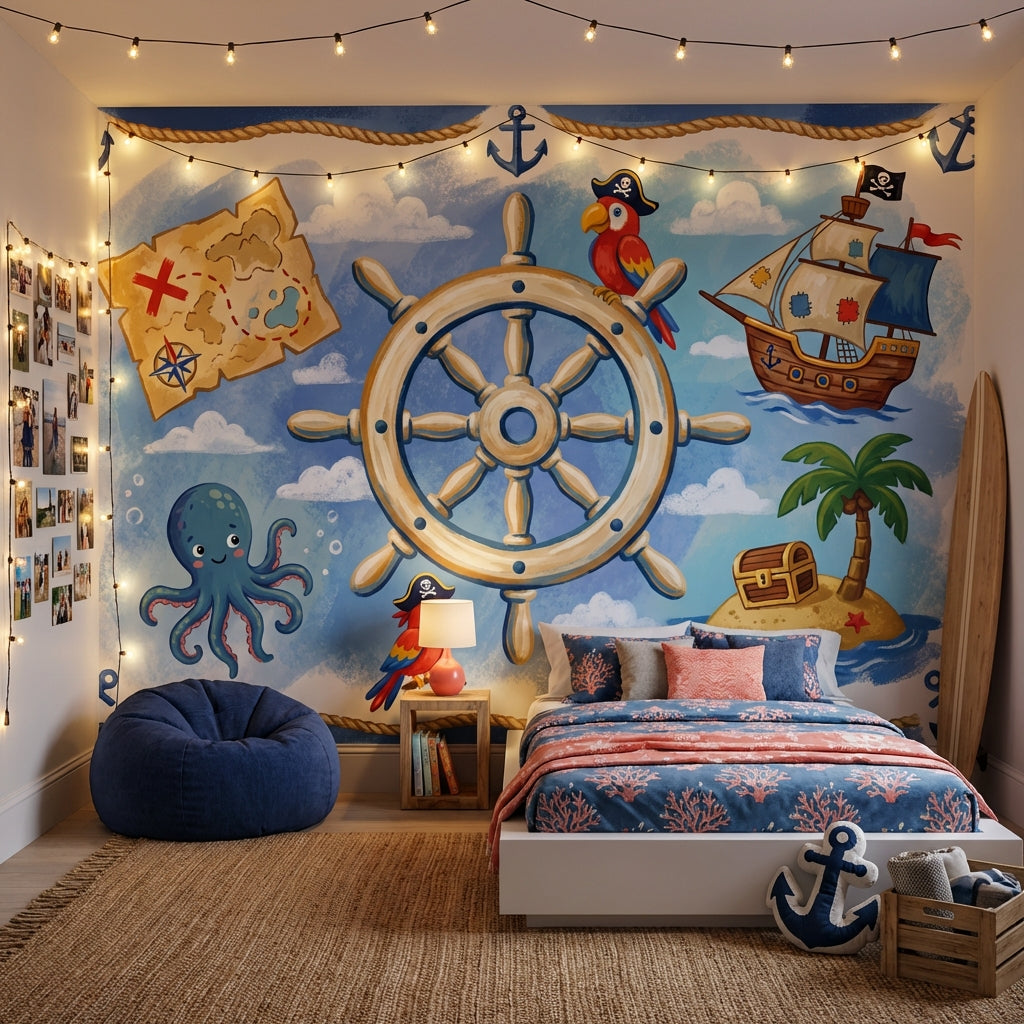 Pirate Ship Wallpaper Nautical Treasure Wall Mural