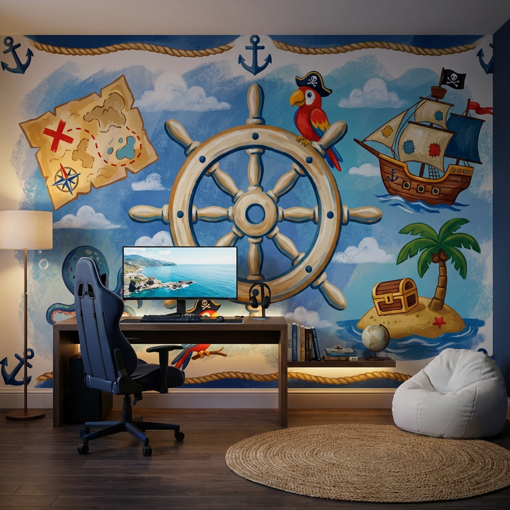 Pirate Ship Wallpaper Nautical Treasure Wall Mural