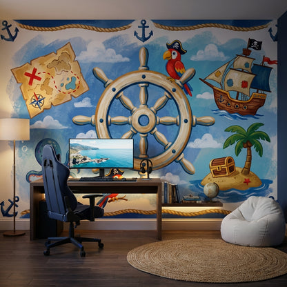 Pirate Ship Wallpaper Nautical Treasure Wall Mural