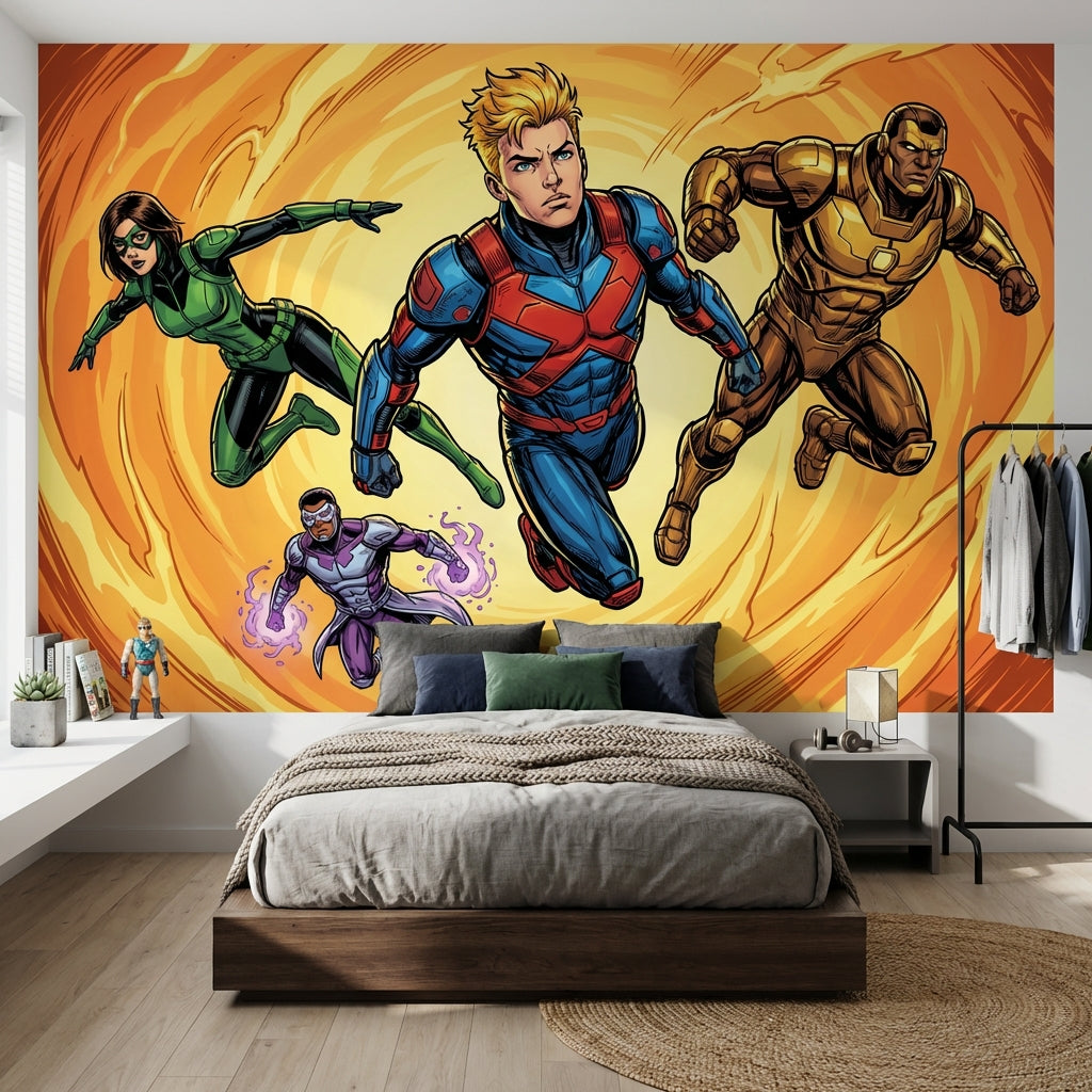 Superheroes Wallpaper Comic Action Removable Wall Decor