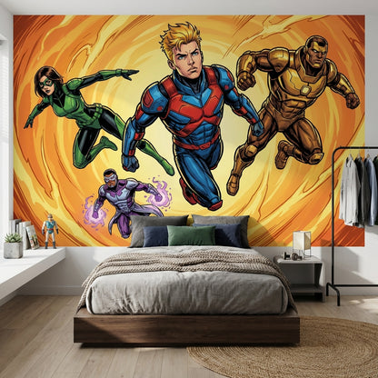 Superheroes Wallpaper Comic Action Removable Wall Decor