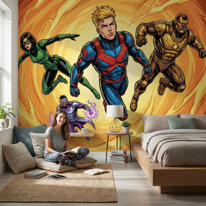 Superheroes Wallpaper Comic Action Removable Wall Decor