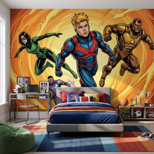Superheroes Wallpaper Comic Action Removable Wall Decor