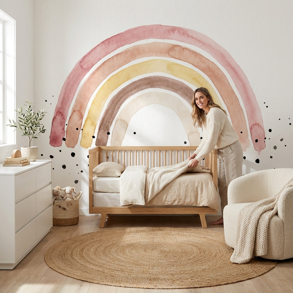 Abstract Rainbow Wallpaper Watercolor Minimalist Wall Mural