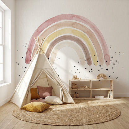 Abstract Rainbow Wallpaper Watercolor Minimalist Wall Mural
