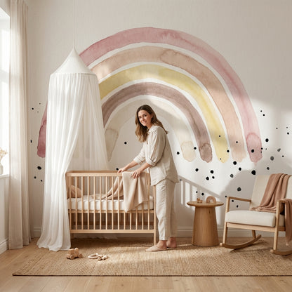 Abstract Rainbow Wallpaper Watercolor Minimalist Wall Mural