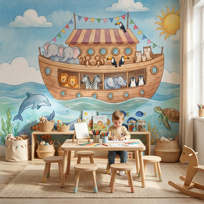 Ark Wallpaper Whimsical Cartoon Wall Mural
