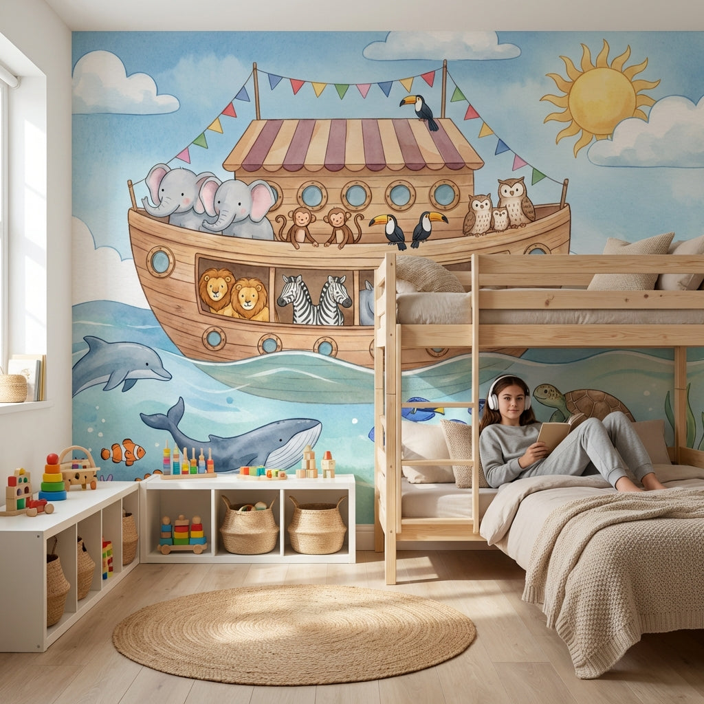 Ark Wallpaper Whimsical Cartoon Wall Mural