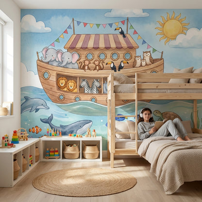 Ark Wallpaper Whimsical Cartoon Wall Mural