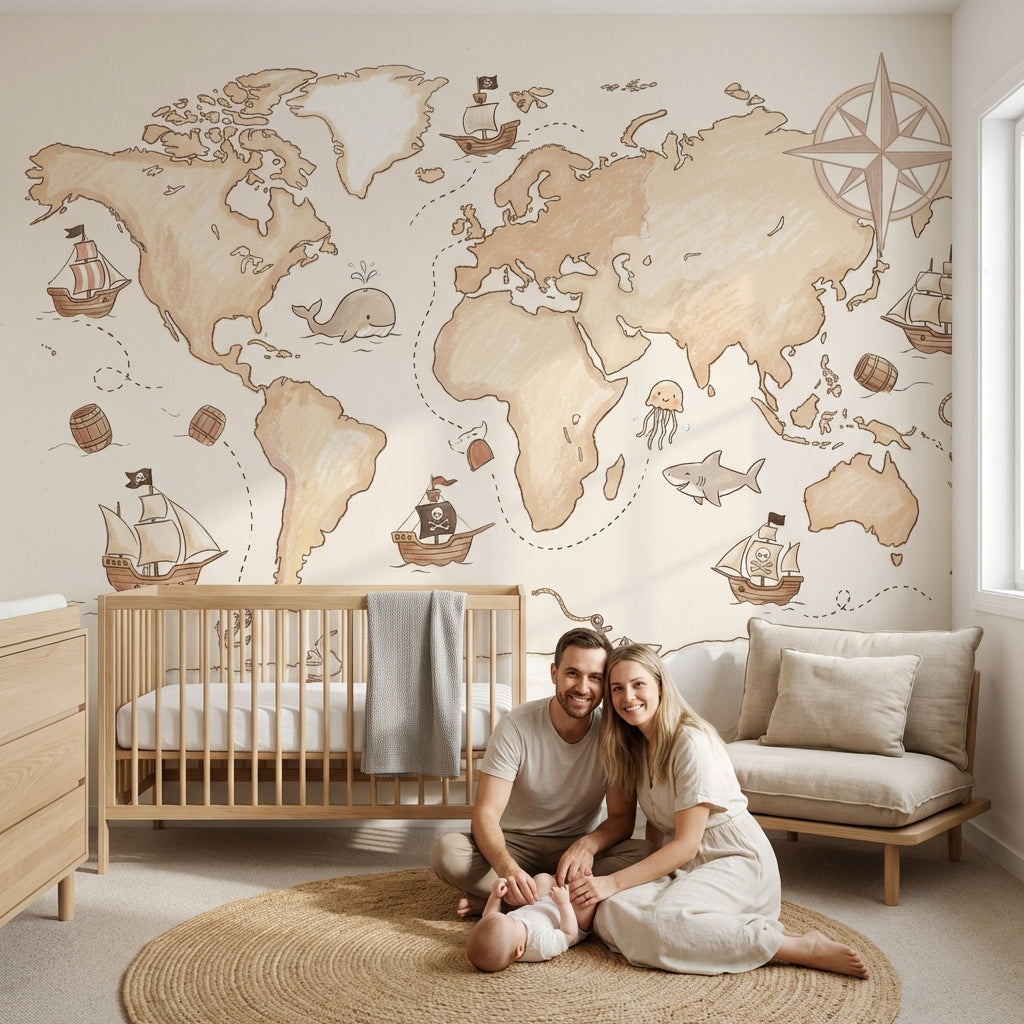 World Map Wallpaper Adventure Nautical Wall Mural