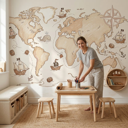 World Map Wallpaper Adventure Nautical Wall Mural