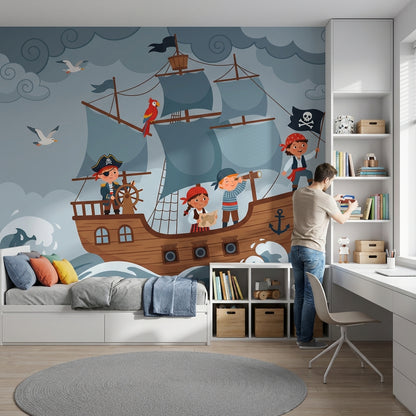 Pirate Adventure Wallpaper Ship Cartoon Wall Mural