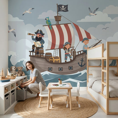 Pirate Ship Wallpaper Kids Ocean Adventure Wall Mural