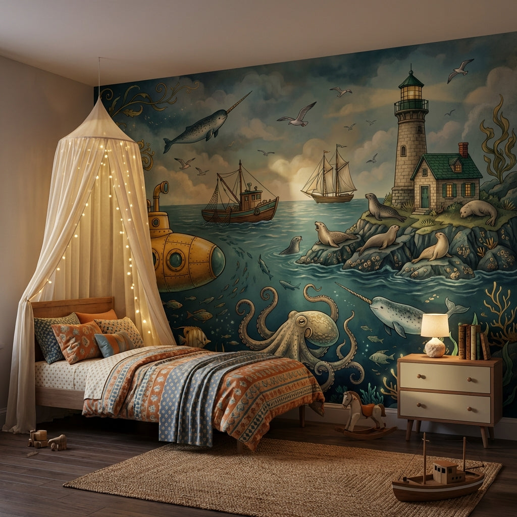 Underwater Wallpaper Submarine Lighthouse Wall Mural