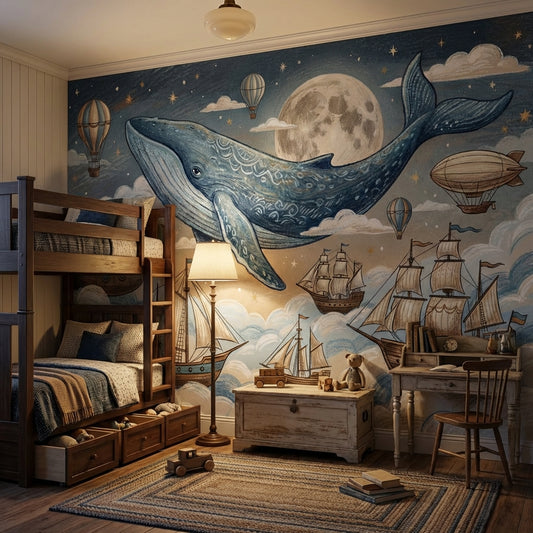 Whale Wallpaper Fantasy Nautical Wall Mural