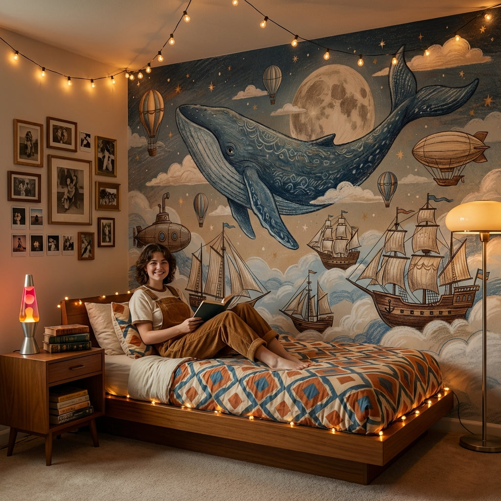 Whale Wallpaper Fantasy Nautical Wall Mural