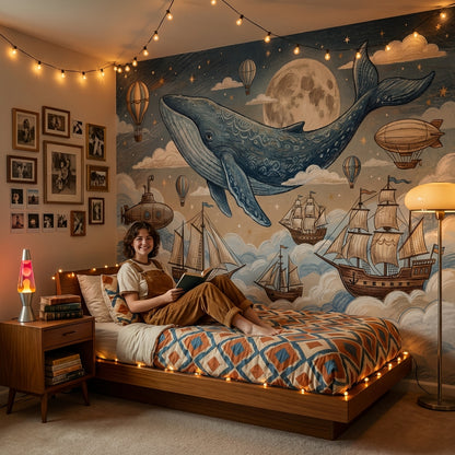 Whale Wallpaper Fantasy Nautical Wall Mural