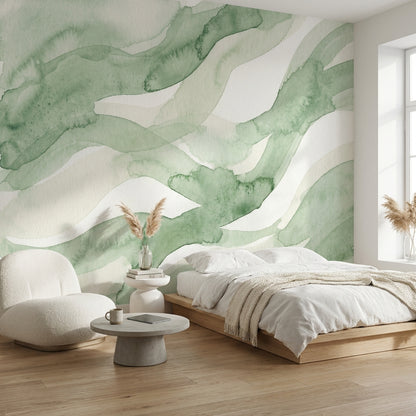 Shades Of Green Wallpaper Abstract Modern Wall Mural