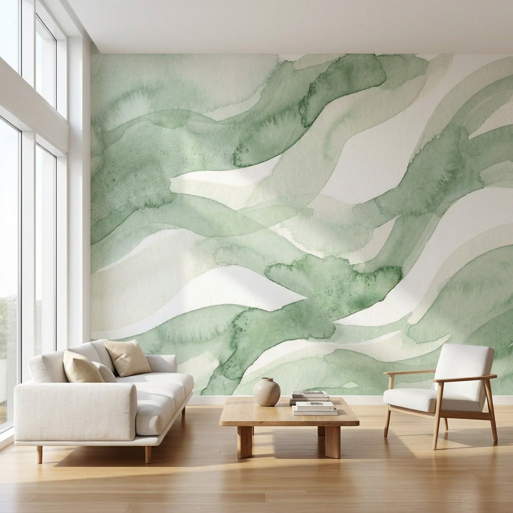 Shades Of Green Wallpaper Abstract Modern Wall Mural