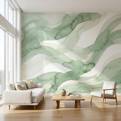Shades Of Green Wallpaper Abstract Modern Wall Mural