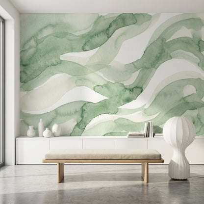 Shades Of Green Wallpaper Abstract Modern Wall Mural