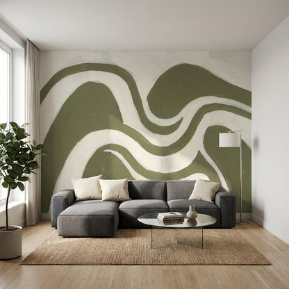 Muted Green Wallpaper Olive Modern Wall Decor