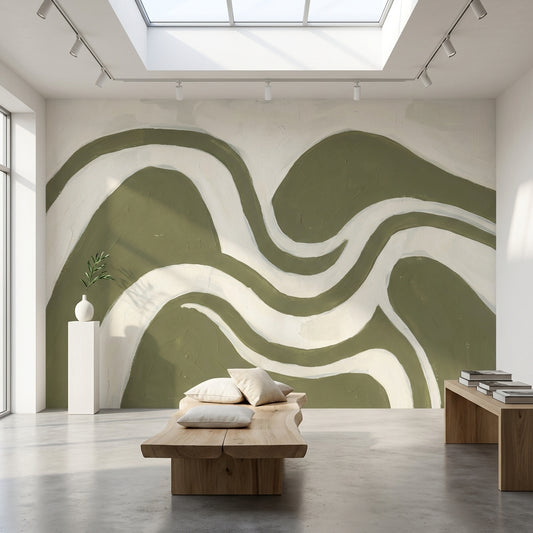 Muted Green Wallpaper Olive Modern Wall Decor